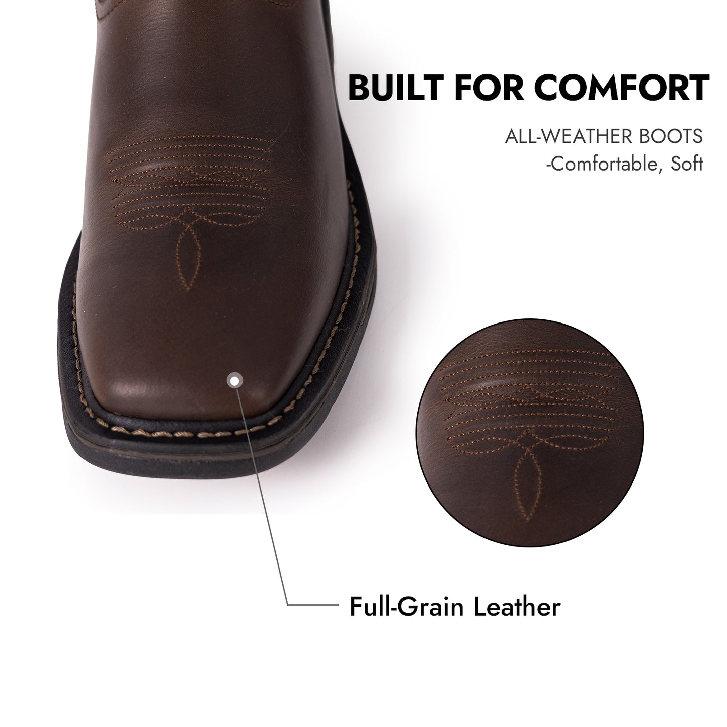 Palitutu PLT403602 Men's Work Boots - Full Grain Leather, Square Toe