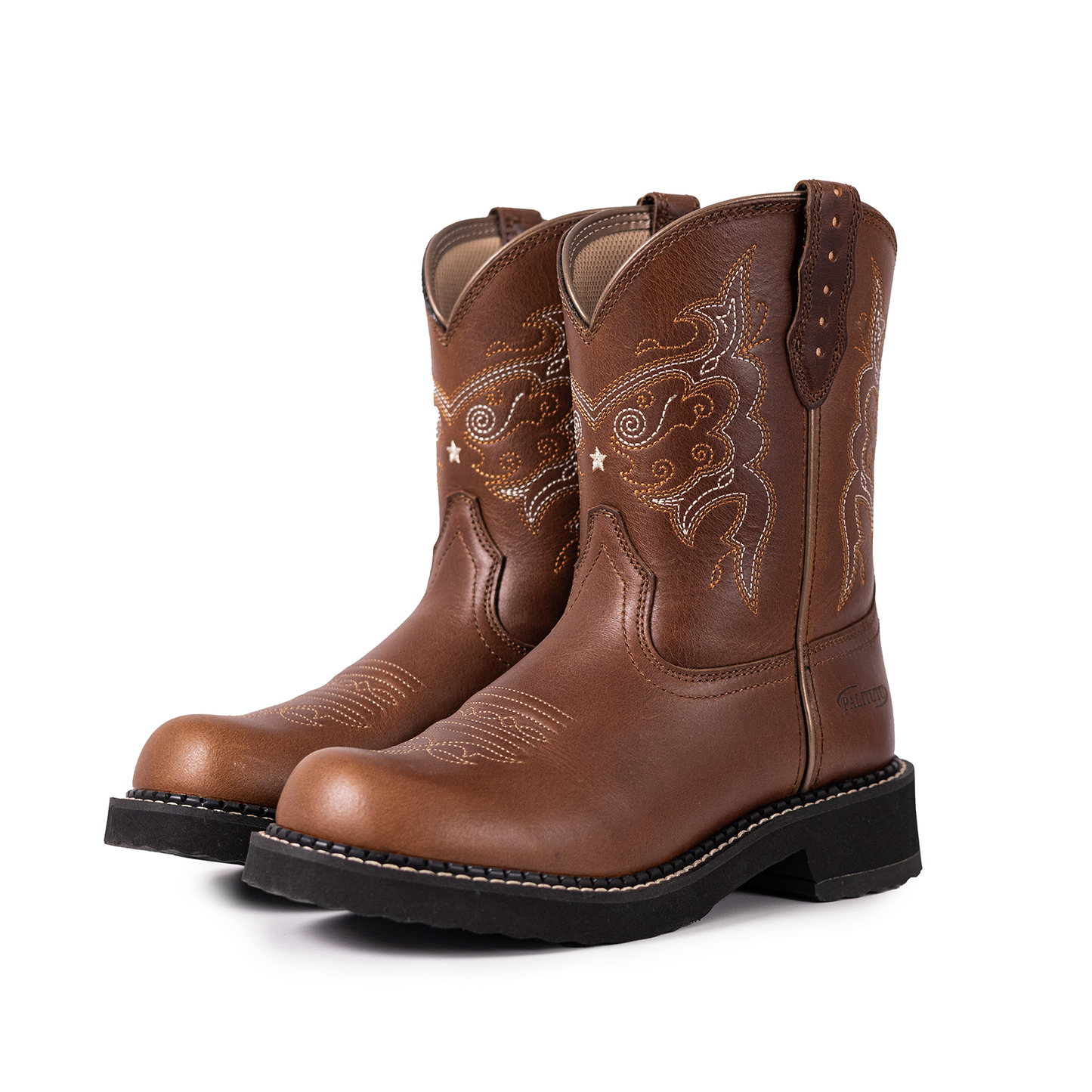 Palitutu PLT303604 Women's Mid-calf Western Boots - Full Grain Leather, Round Toe