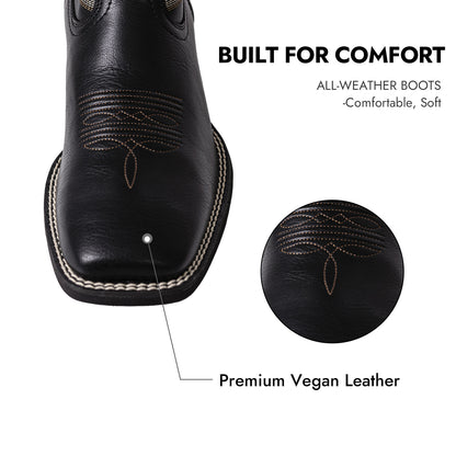 Palitutu PLT603601 Men's Western Cowboy Boots - PU Leather, Square Toe