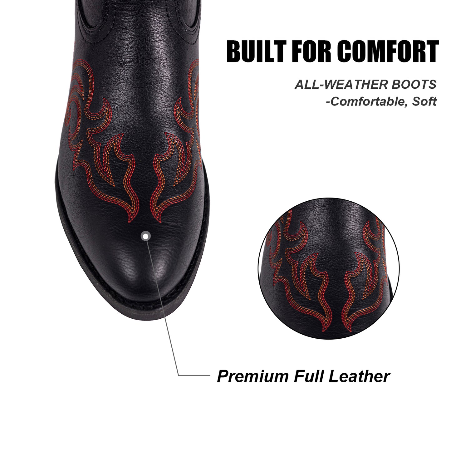 Palitutu PLT703606A Women's Western Cowgirl Boots - PU Leather, Round Toe