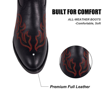 Palitutu PLT703606A Women's Western Cowgirl Boots - PU Leather, Round Toe