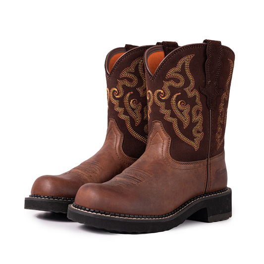 Palitutu PLT303609 Women's Mid-calf Western Boots - Full Grain Leather, Round Toe