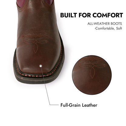 Palitutu PLT403601 Men's Work Boots - Full Grain Leather, Square Toe