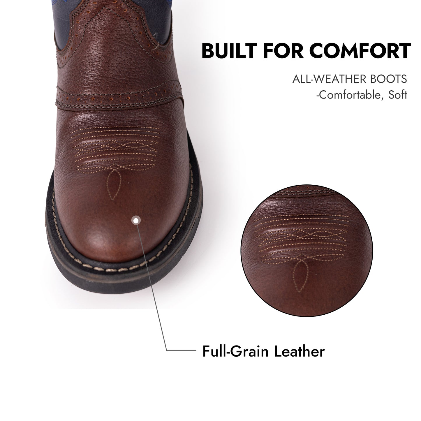 Palitutu PLT403607 Men's Work Boots - Full Grain Leather, Round Toe