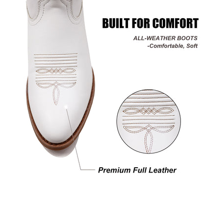 Palitutu PLT703601B Women's Western Cowgirl Boots - PU Leather, Round Toe