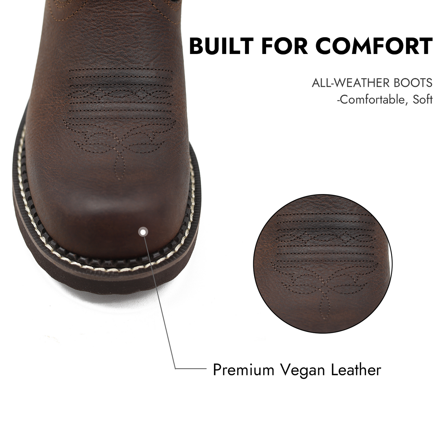 Palitutu PLT303605 Women's Mid-calf Western Boots - Full Grain Leather, Round Toe