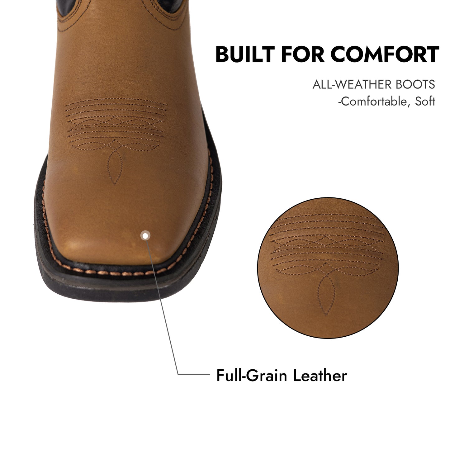 Palitutu PLT403603 Men's Work Boots - Full Grain Leather, Square Toe