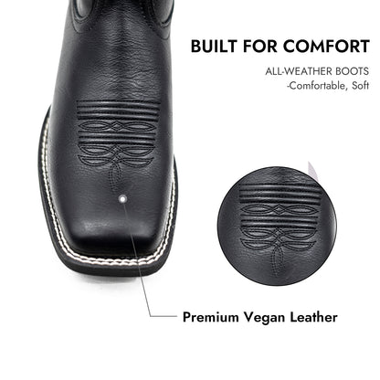 Palitutu PLT703603 Women's Western Cowgirl Boots - PU Leather, Square Toe