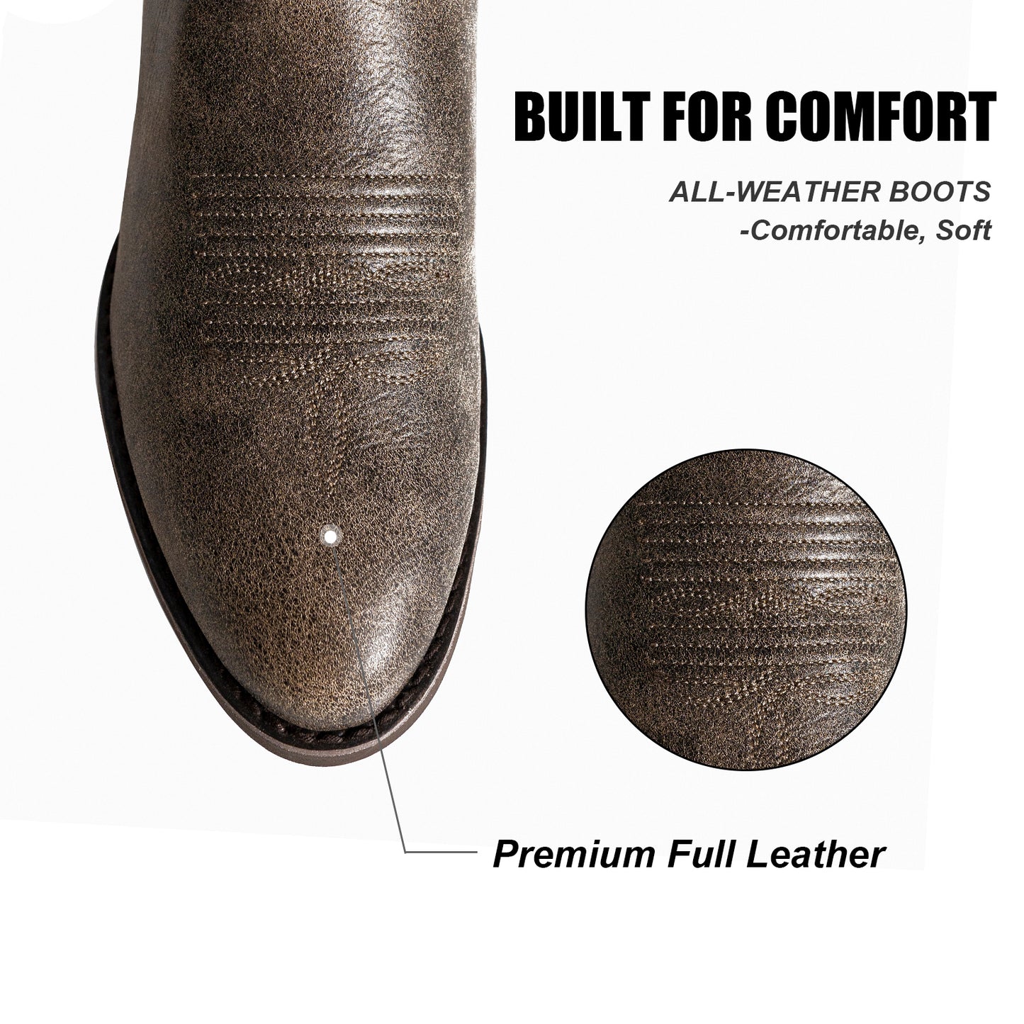 Palitutu PLT203611 Women's Western Cowgirl Boots - Full Grain Leather, Round Toe