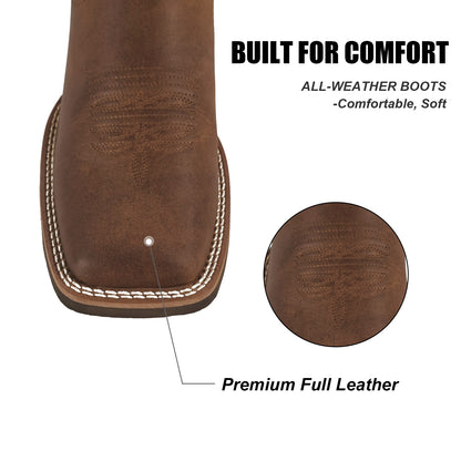 Palitutu PLT203606 Women's Western Cowgirl Boots - Full Grain Leather, Square Toe