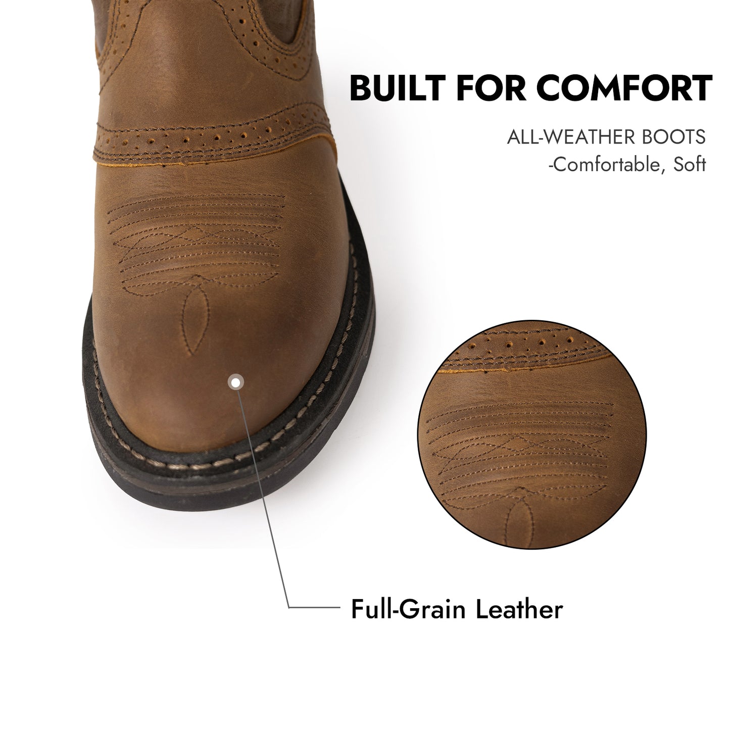 Palitutu PLT403605 Men's Work Boots - Full Grain Leather, Round Toe