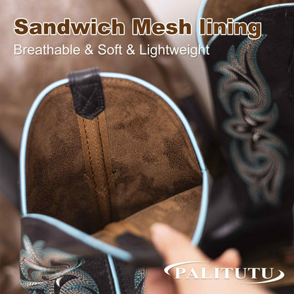 Palitutu PLT203604 Women's Western Cowgirl Boots - Full Grain Leather, Square Toe