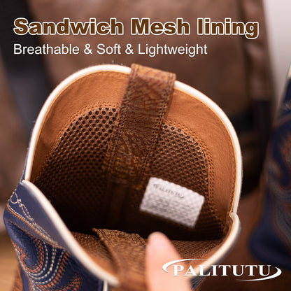 Palitutu PLT103616 Men's Western Cowboy Boots - Full Grain Leather, Square Toe