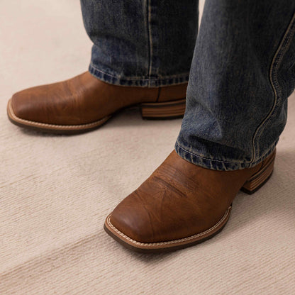 Palitutu PLT103614 Men's Western Cowboy Boots - Full Grain Leather, Square Toe