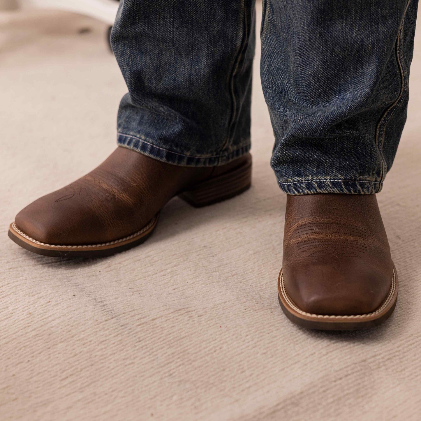 Palitutu PLT103617 Men's Western Cowboy Boots - Full Grain Leather, Square Toe