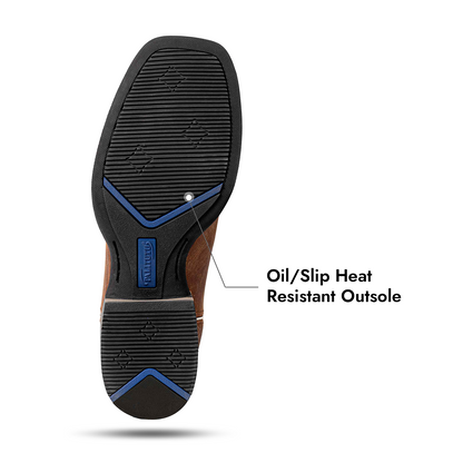 Palitutu PLT103608 Men's Western Cowboy Boots - Full Grain Leather, Square Toe