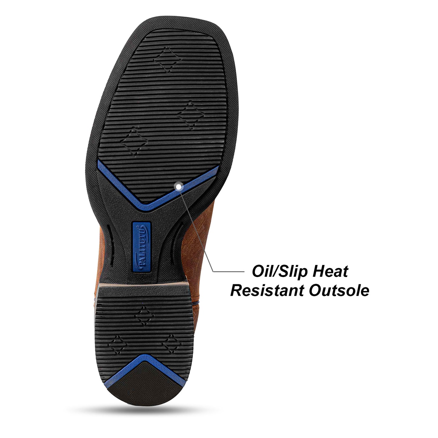 Palitutu PLT103609 Men's Western Cowboy Boots - Full Grain Leather, Square Toe