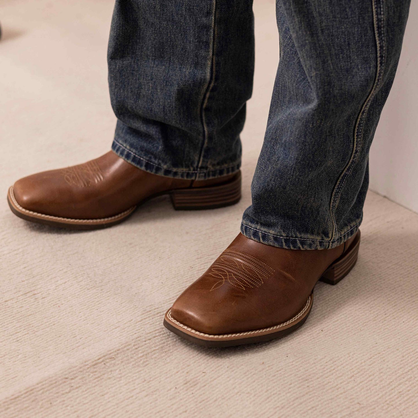 Palitutu PLT103602 Men's Western Cowboy Boots - Full Grain Leather, Square Toe