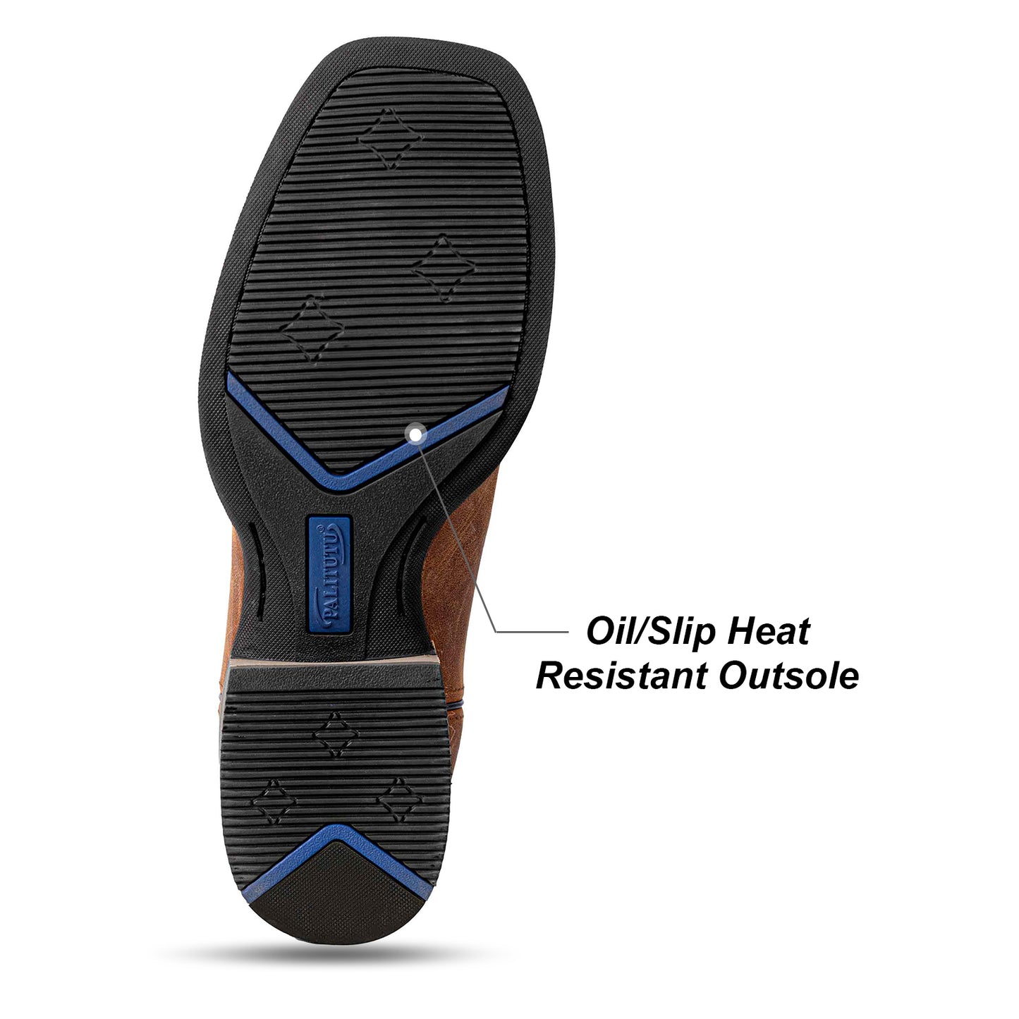 Palitutu PLT103615 Men's Western Cowboy Boots - Full Grain Leather, Square Toe