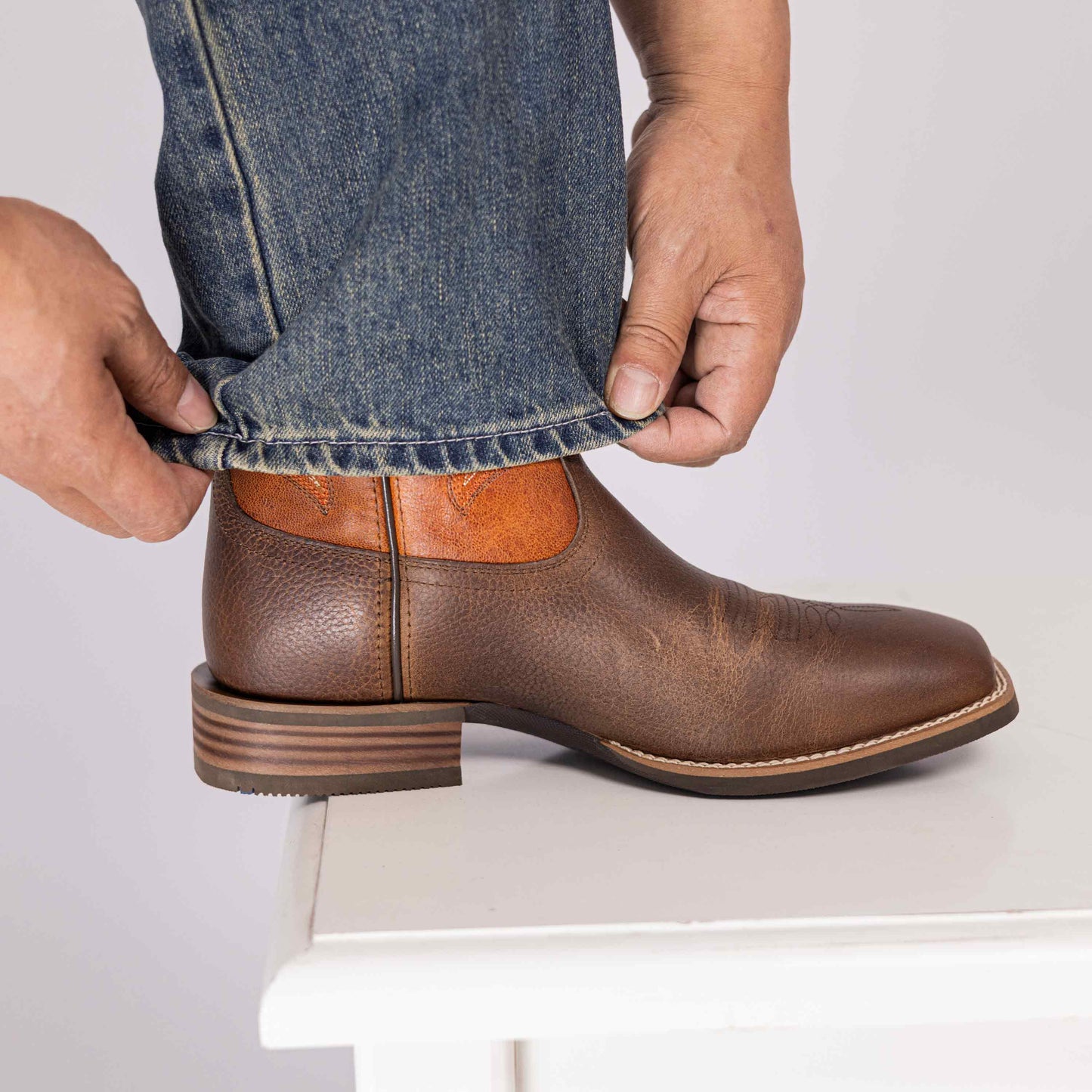 Palitutu PLT103617 Men's Western Cowboy Boots - Full Grain Leather, Square Toe