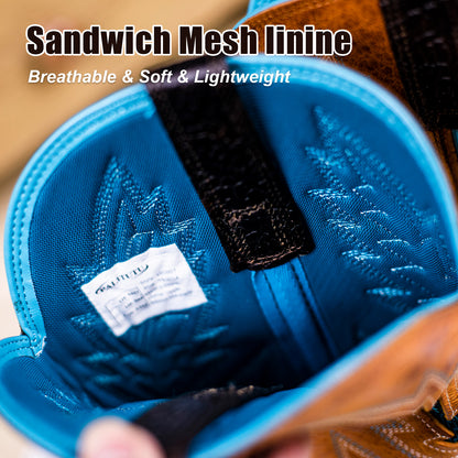 Palitutu PLT103607 Men's Western Cowboy Boots - Full Grain Leather, Square Toe