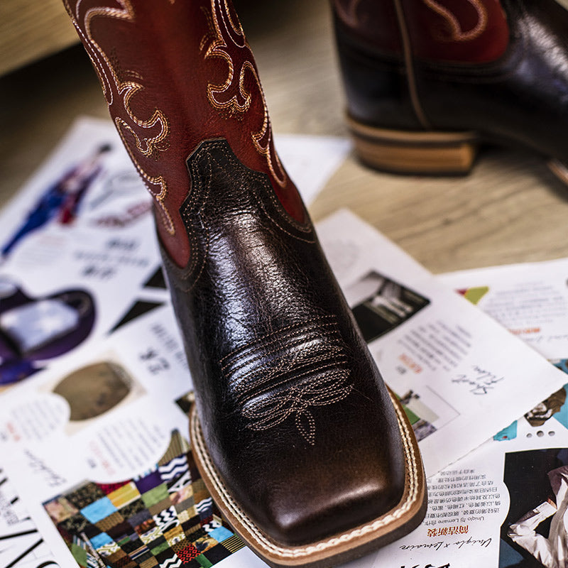 Palitutu PLT203605 Women's Western Cowgirl Boots - Full Grain Leather, Square Toe