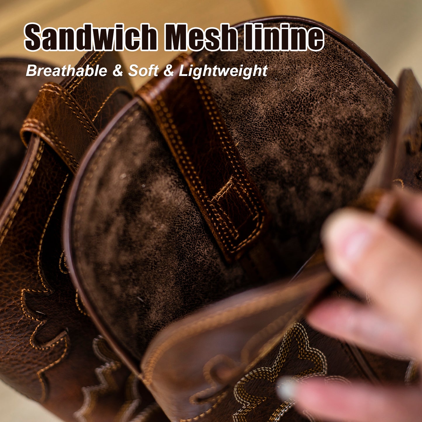 Palitutu PLT103610 Men's Western Cowboy Boots - Full Grain Leather, Square Toe