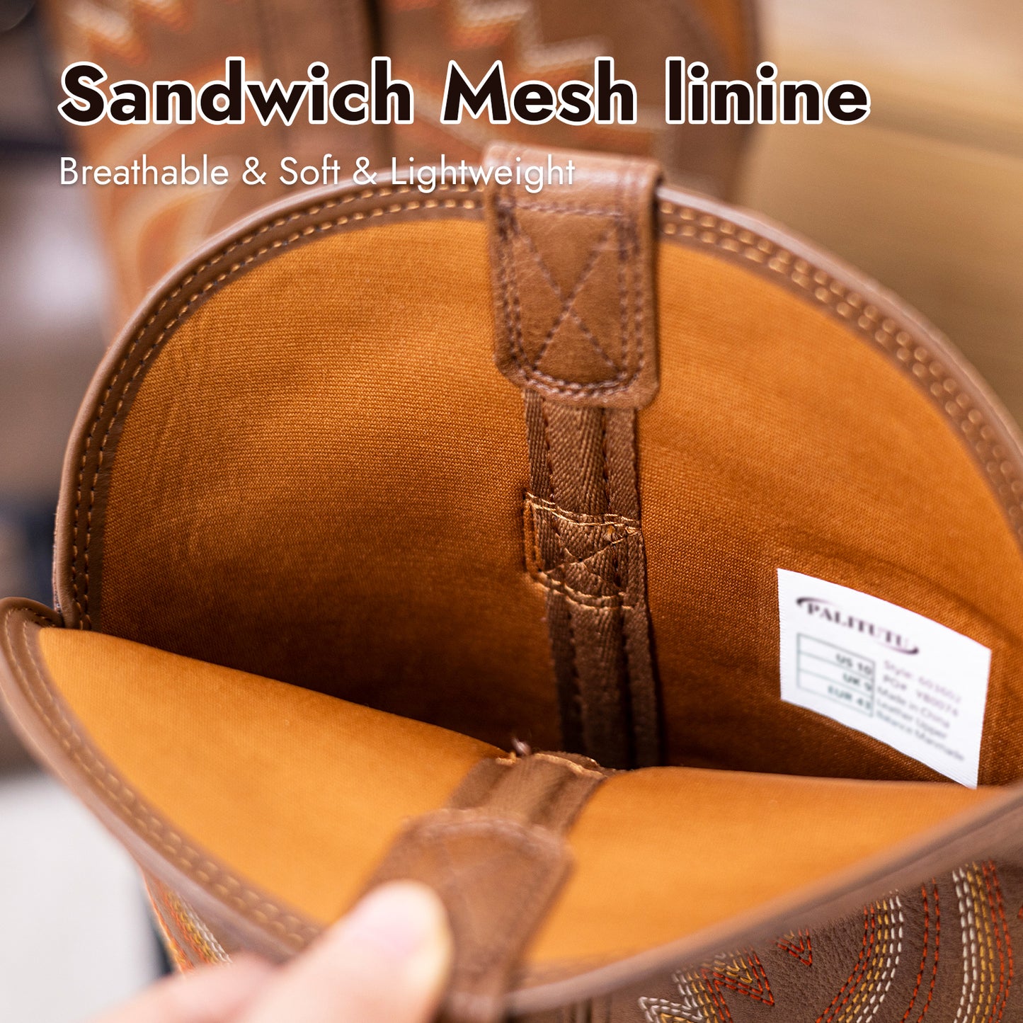 Palitutu PLT603602 Men's Western Cowboy Boots - PU Leather, Square Toe