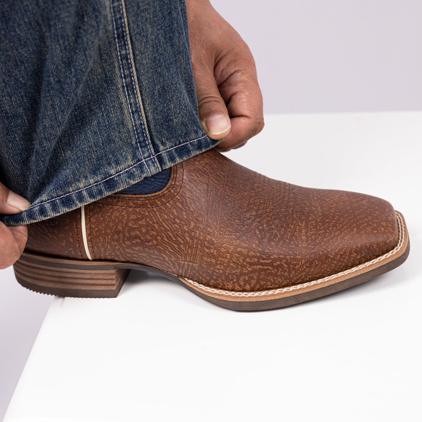 Palitutu PLT103616 Men's Western Cowboy Boots - Full Grain Leather, Square Toe