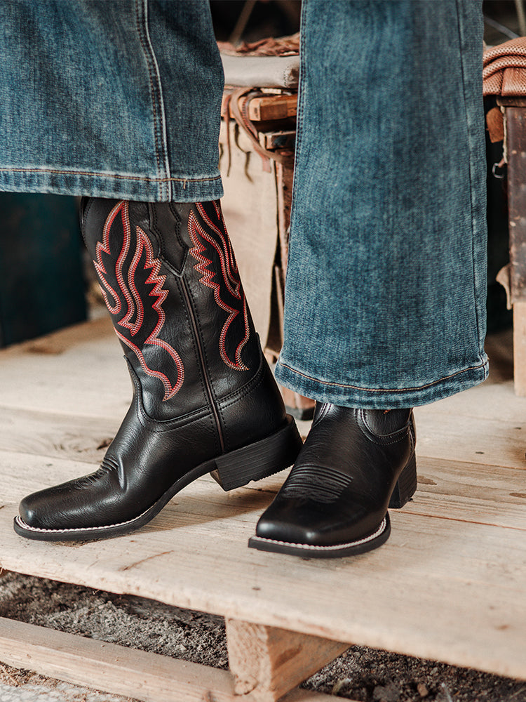 Palitutu PLT703603 Women's Western Cowgirl Boots - PU Leather, Square Toe