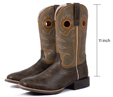 Palitutu PLT603604 Men's Western Cowboy Boots - PU Leather, Square Toe