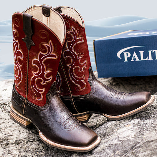 Palitutu BRANDI Women's Western Cowgirl Boots - Full Grain Leather, Square Toe PLT203605