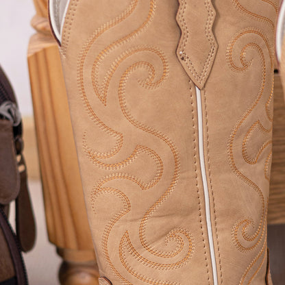 Palitutu PLT703602B Women's Western Cowgirl Boots - PU Leather, Round Toe