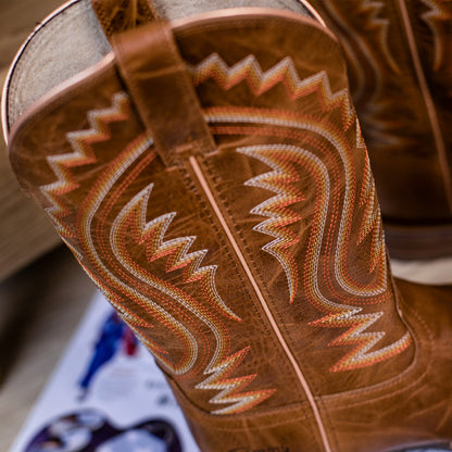 Palitutu PLT103605 Men's Western Cowboy Boots - Full Grain Leather, Square Toe