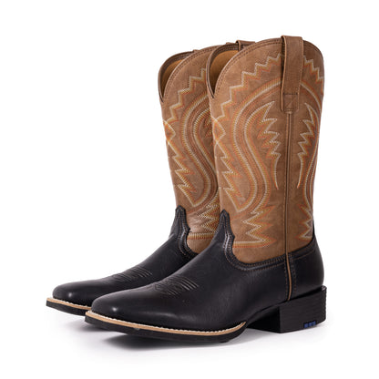 Palitutu PLT603602 Men's Western Cowboy Boots - PU Leather, Square Toe