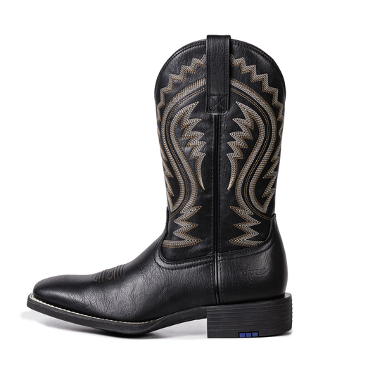 Palitutu PLT603601 Men's Western Cowboy Boots - PU Leather, Square Toe