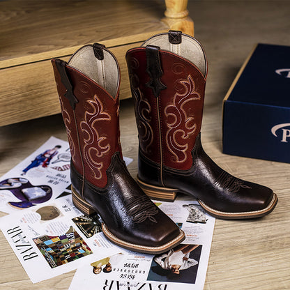 Palitutu PLT203605 Women's Western Cowgirl Boots - Full Grain Leather, Square Toe