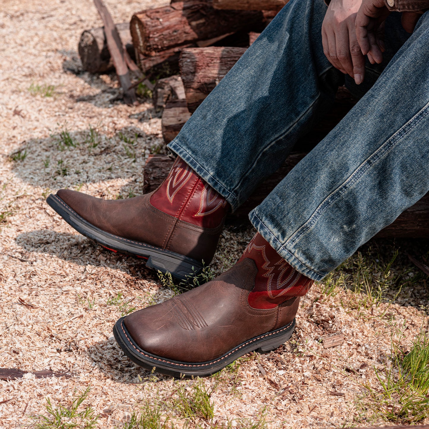 Palitutu PLT403601 Men's Work Boots - Full Grain Leather, Square Toe