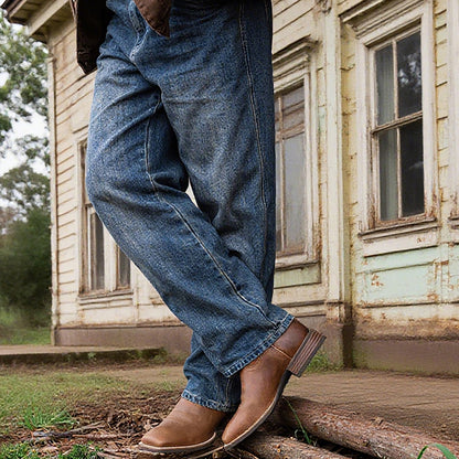 Palitutu PLT103605 Men's Western Cowboy Boots - Full Grain Leather, Square Toe
