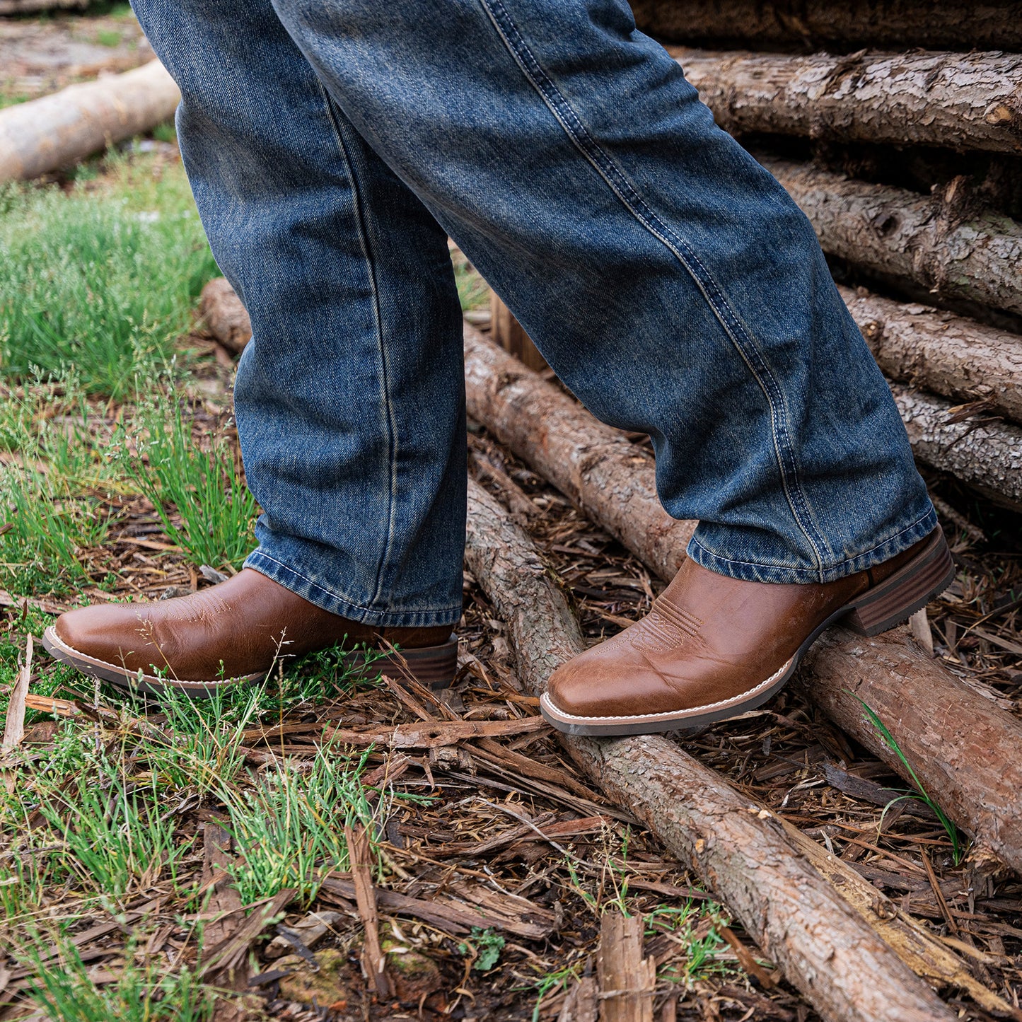 Palitutu PLT103603 Men's Western Cowboy Boots - Full Grain Leather, Square Toe