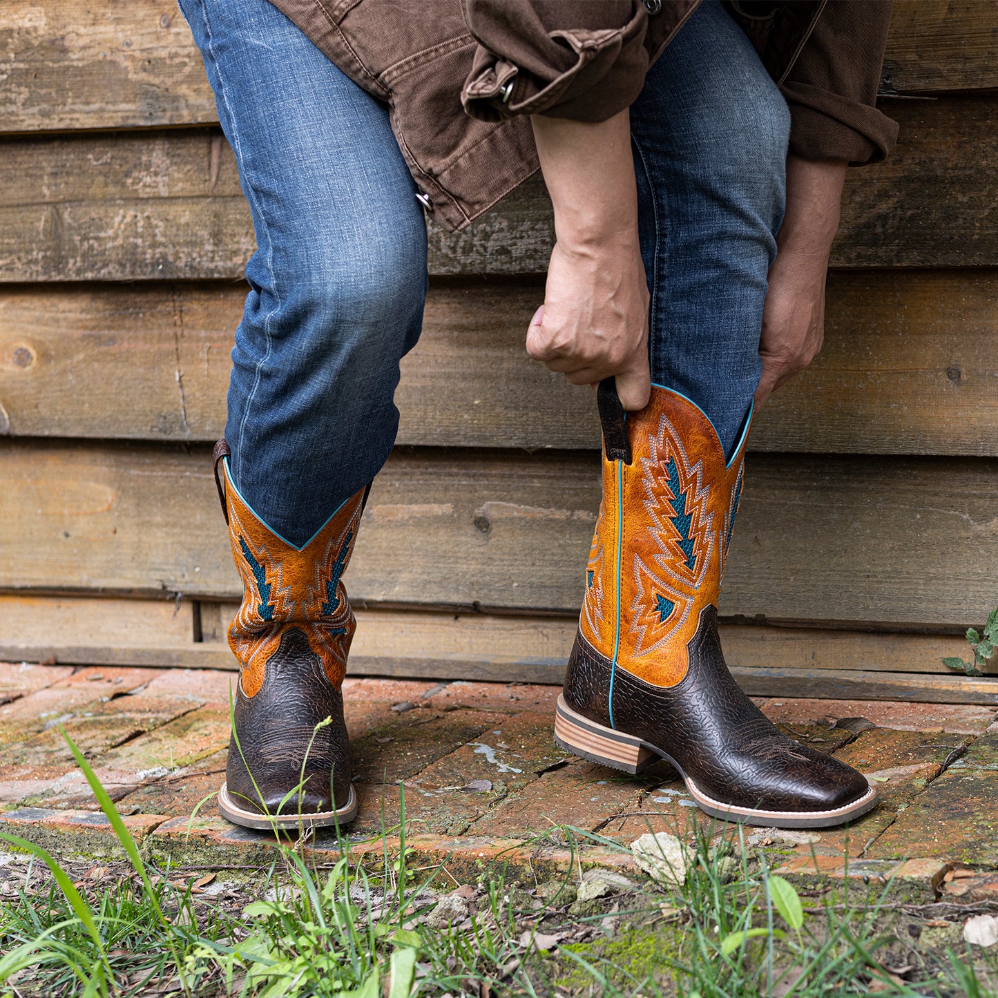 Palitutu PLT103607 Men's Western Cowboy Boots - Full Grain Leather, Square Toe