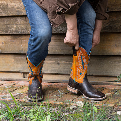Palitutu PLT103607 Men's Western Cowboy Boots - Full Grain Leather, Square Toe