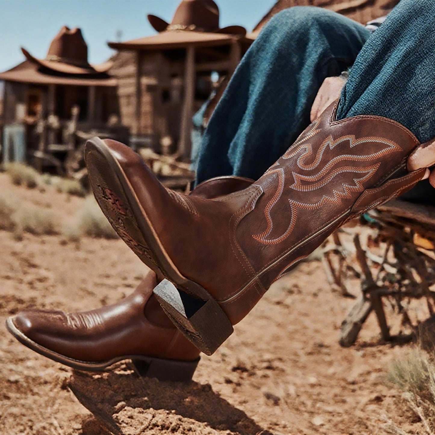 Palitutu PLT703605 Women's Western Cowgirl Boots - PU Leather, Square Toe