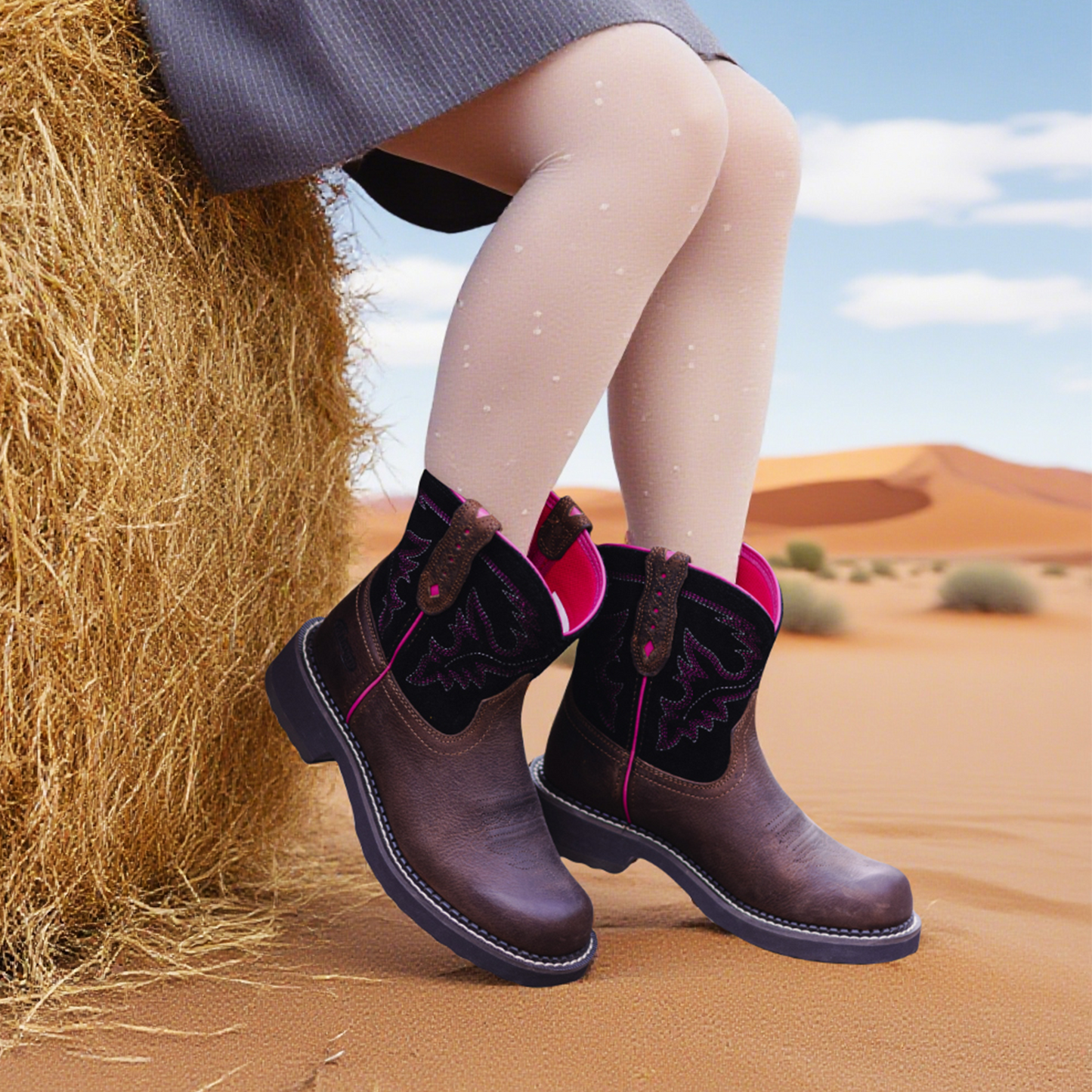 Palitutu PLT303605 Women's Mid-calf Western Boots - Full Grain Leather, Round Toe