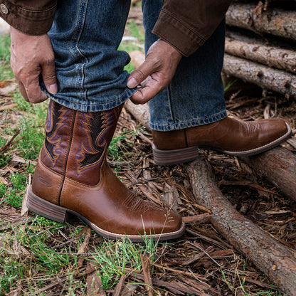 Palitutu PLT103603 Men's Western Cowboy Boots - Full Grain Leather, Square Toe