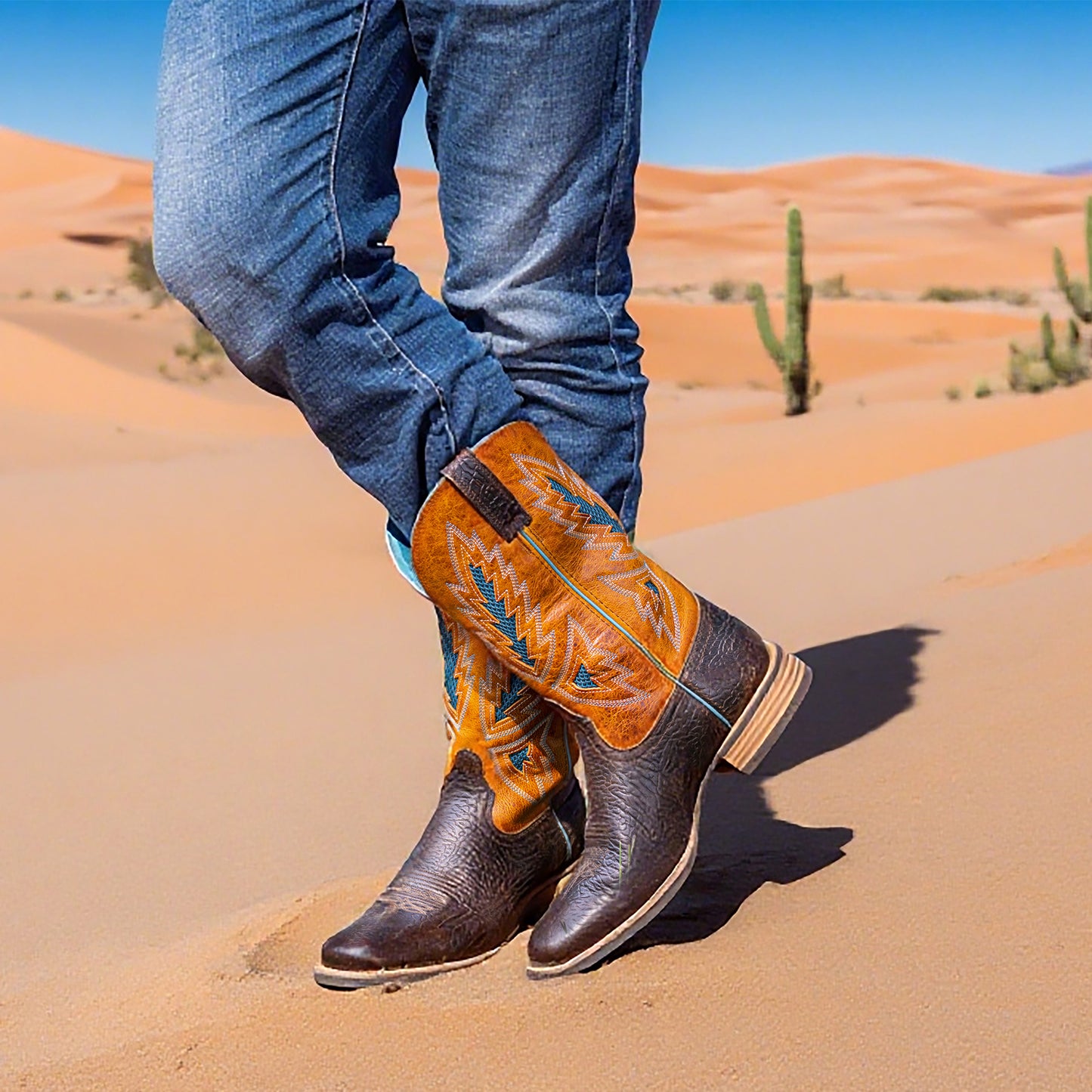 Palitutu PLT103607 Men's Western Cowboy Boots - Full Grain Leather, Square Toe