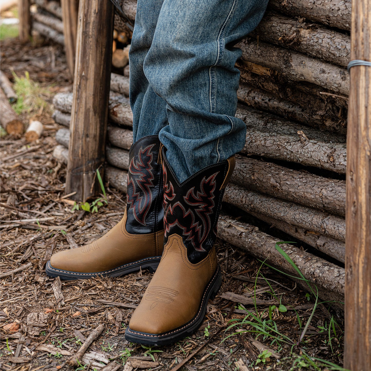 Palitutu PLT403603 Men's Work Boots - Full Grain Leather, Square Toe