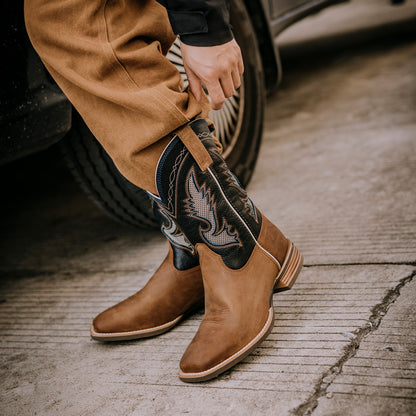 Palitutu PLT103618 Men's Western Cowboy Boots - Full Grain Leather, Square Toe