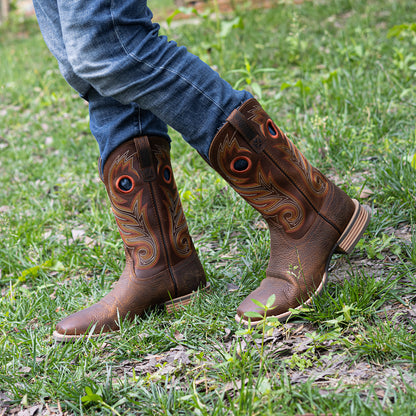 Palitutu PLT103615 Men's Western Cowboy Boots - Full Grain Leather, Square Toe