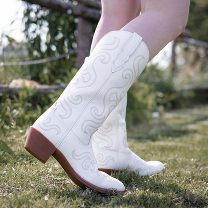 Palitutu PLT703601A Women's Western Cowgirl Boots - PU Leather, Round Toe